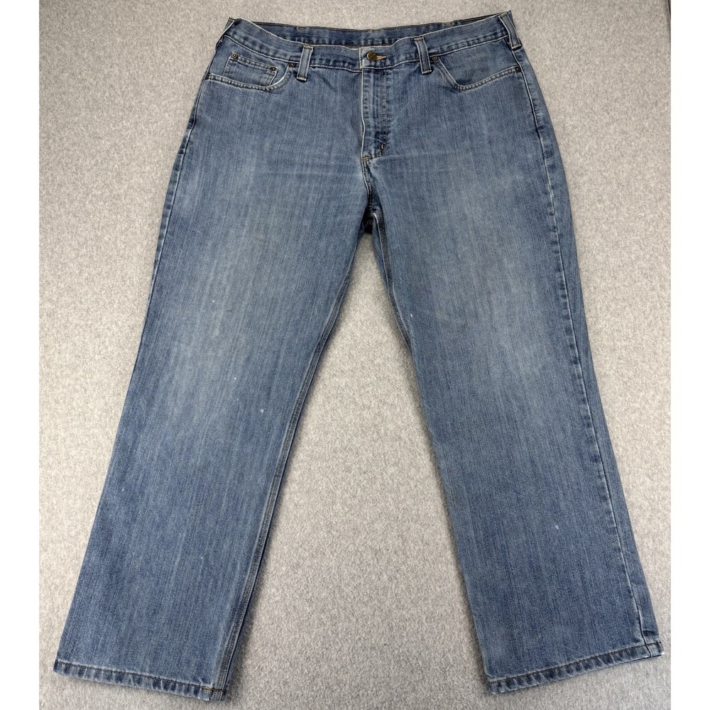 Carhartt Jeans Mens 40x30 Light Wash Blue Denim Relaxed Fit Distressed‎ Workwear